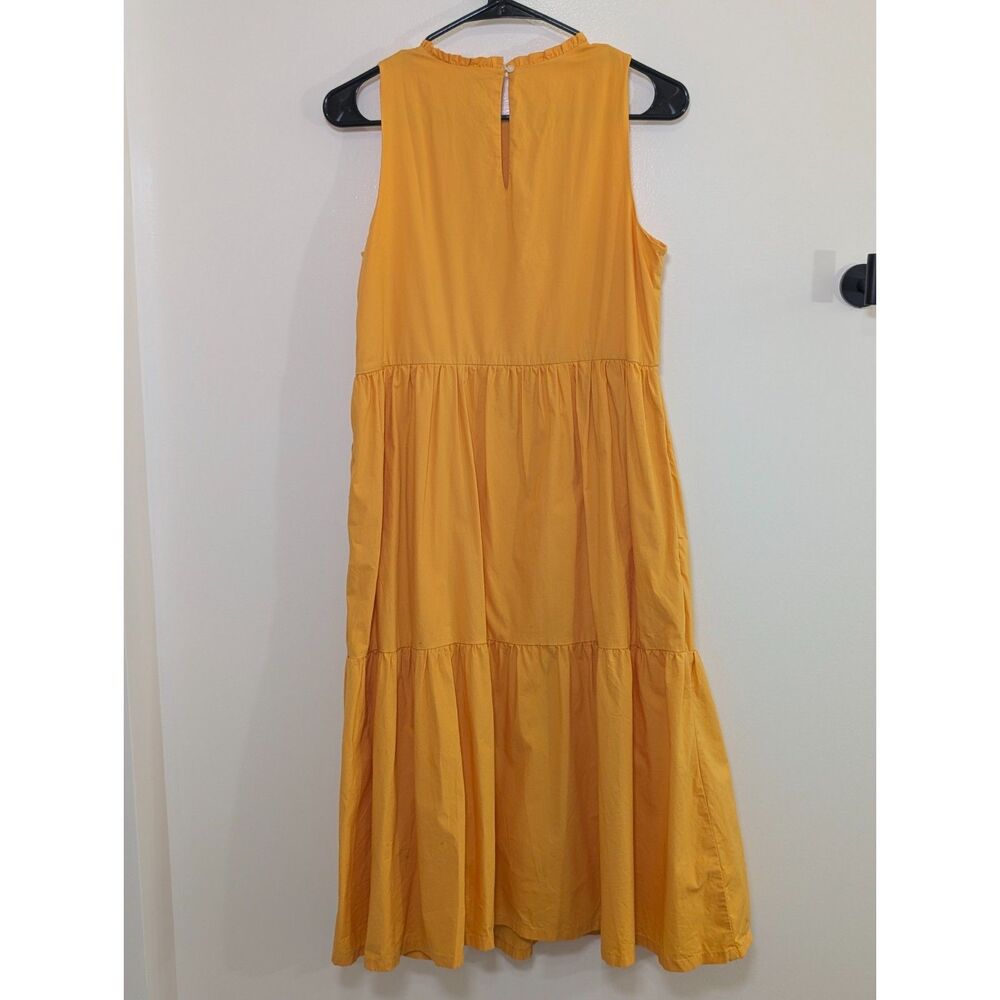 J. Crew Tiered Midi Dress Butter Yellow Cotton Sun Dress Quiet Luxury - Picture 7 of 10